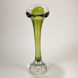 Vtg Bo Borgstrom Aseda Glasbruk Sweden Vase Art Green Glass Bullicante Bone 60s